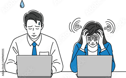 Stressed office workers vector illustration