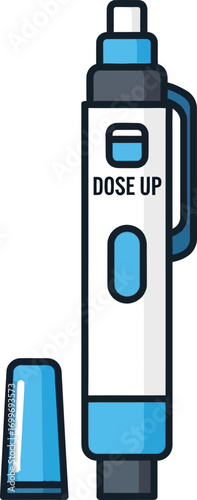 Insulin Injection Pen Vector Illustration with Cap – Medical Device for Diabetes Treatment