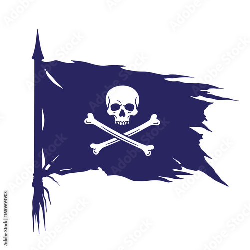 Vector illustration of a classic pirate jolly roger flag on white background