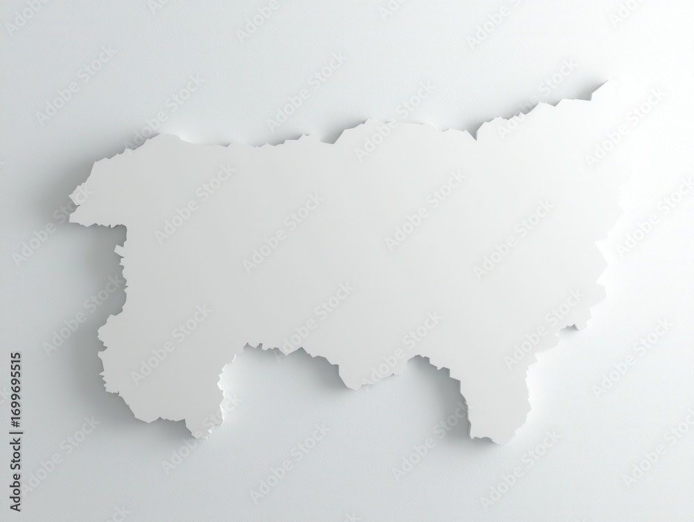 Fototapeta premium Abstract White Map Outline on Light Background, Minimalist Design