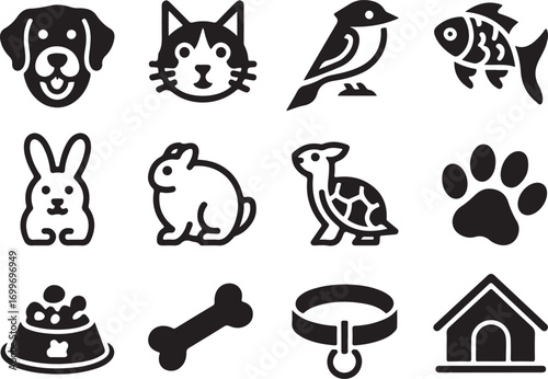 Adorable pet icons for animal lovers, pet stores, and brands