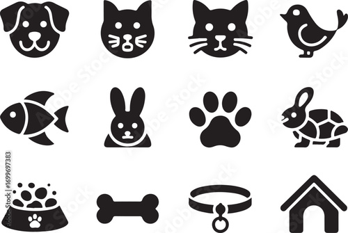 Cute pet icons and symbols perfect for animal-related projects