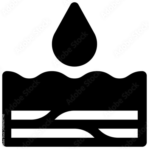 Soil moisture. Outlined stroke vector icon with black-filled details.