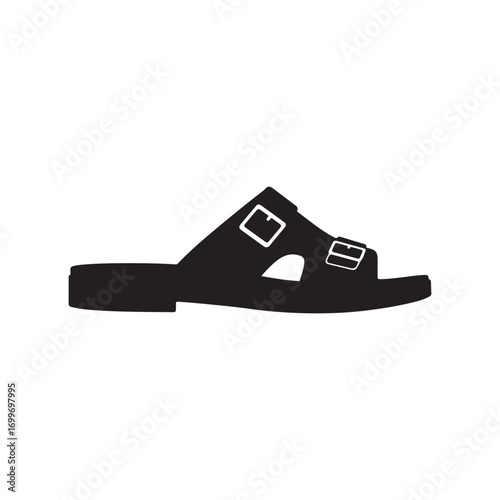 Man sandal silhouette vector flat illustration design on white background