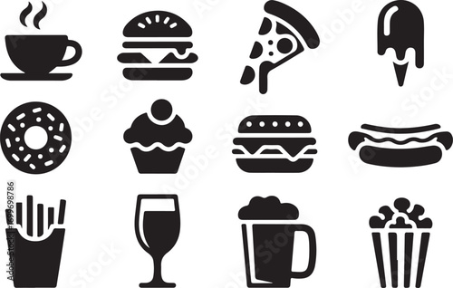 Delicious food icons perfect for menus, restaurants, and designs
