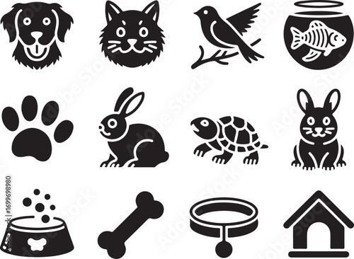 Adorable Pets and Accessories Icons for Design and Branding