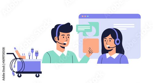 Customer Service Agents Providing Online Technical Support.