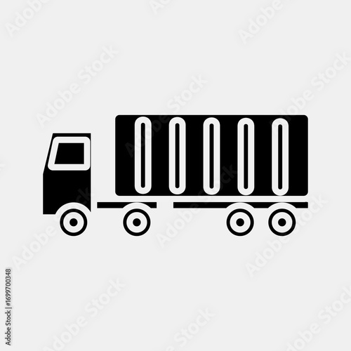 Icon container truck. Export import elements. Icon in glyph style.