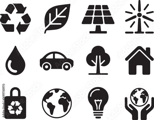 Sustainable symbols representing eco-friendly concepts and ideas