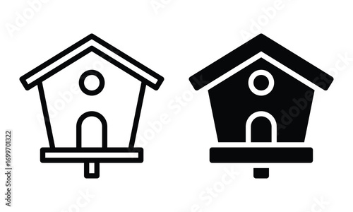 Bird house icon with outline and glyph style.