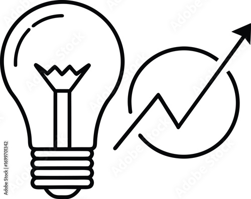 Light bulb with upward trending graph icon idea chart