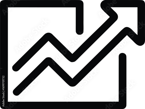 Upward trending graph icon with arrows chart
