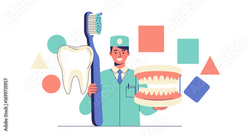 Male Dentist Promoting Oral Hygiene and Dental Care.
