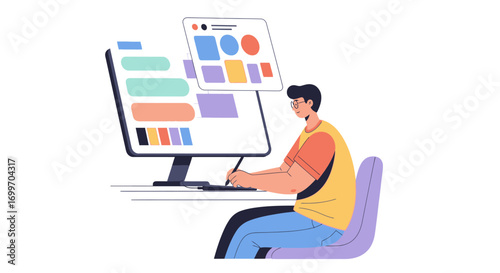 Young Male Designer Working on a UI UX Project.