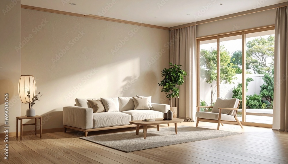 Fototapeta premium Modern Minimalist Living Room Interior Design