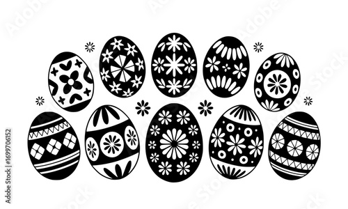 Ukrainian Easter Eggs in Winnipeg – Black Silhouette Vector Illustration of Traditional Pysanky Art