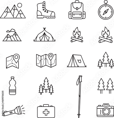 travel icons set vector