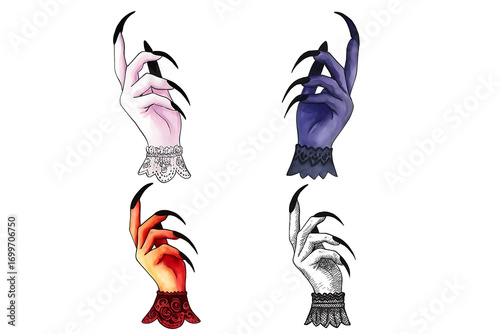 Hand painted witch hands clipart   
