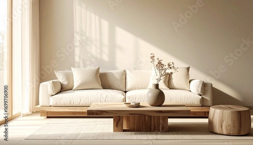 Minimalist Living Room Interior with Neutral Decor