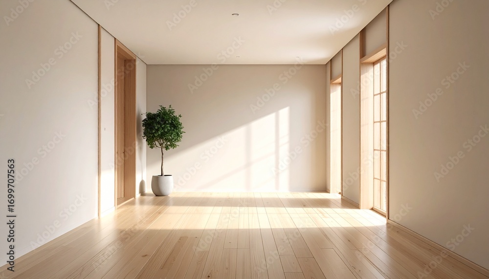Obraz premium Bright Minimalist Empty Room with Natural Light