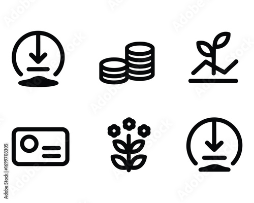 Investment Growth Icons Finance, Banking, and Business Symbols