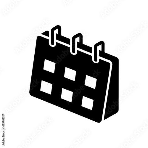 Black calendar with dates on transparent background silhouette