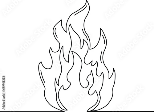 Striking outline of blazing fire, perfect for adding a touch of passion to your designs, conveying energy, transformation, or powerful emotion in your creative projects
