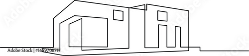 Elegant minimalist house design with a single line creating modern architectural style for creative construction projects and real estate development concepts
