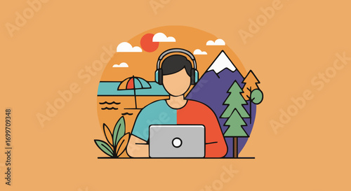 Vector illustration digital nomad