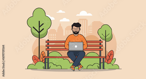 Vector illustration digital nomad