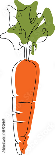 Fresh organic carrot line art for healthy eating concepts, perfect for vibrant food blogs, recipe websites, and modern vegan lifestyle branding with a natural, artistic feel