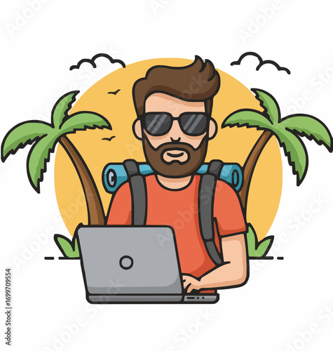 Vector illustration digital nomad