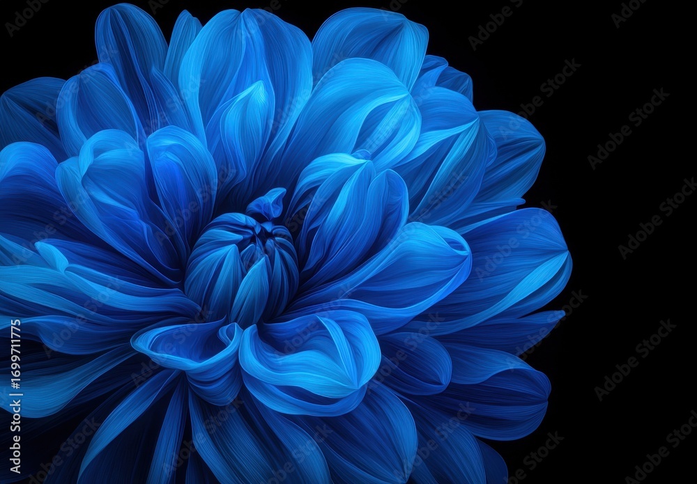 Obraz premium Vibrant Blue Flower Bloom Against Dark Background