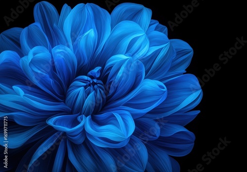 Vibrant Blue Flower Bloom Against Dark Background