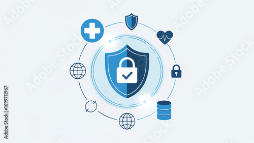 Vector art of healthcare data security and protection concept