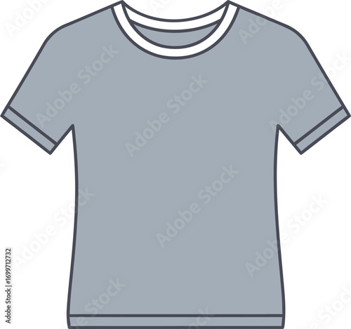 Simple gray tshirt with white trim on a white background for apparel designs