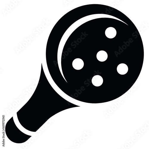 Monochrome Maraca with Four White Dots Isolated on a White Background