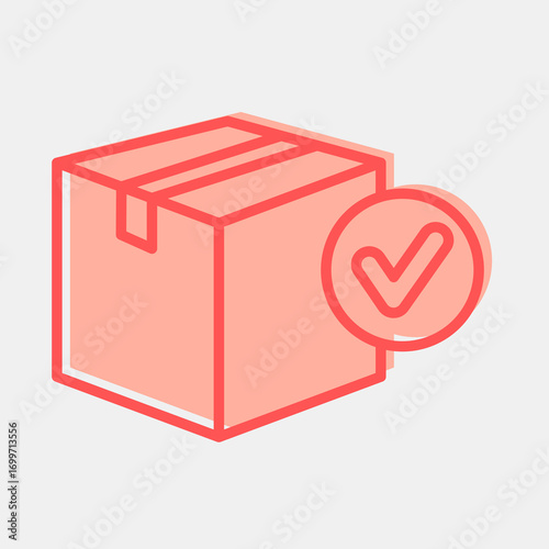 Icon cargo verification. Export import elements. Icon in two tone style.