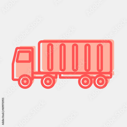 Icon container truck. Export import elements. Icon in two tone style.