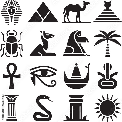 Ancient Egyptian Hieroglyphs and Symbols Silhouette Collection Keywords: ancient egypt, egyptian