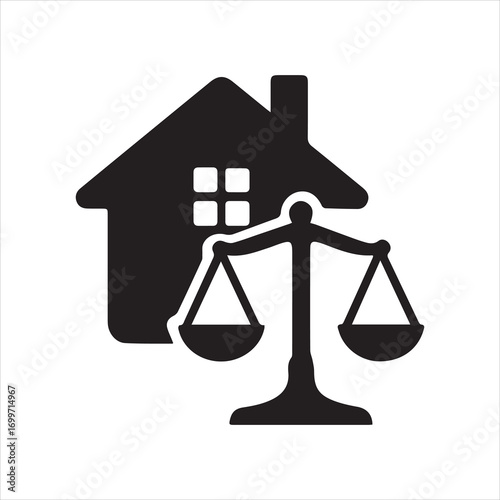Real Estate Law Icon silhouette vector with white background