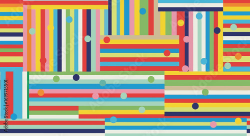 Abstract Striped Vector Pattern with Multicolor Geometric Elements Modern Style