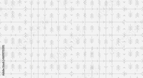 Modern Geometric Vector Pattern with Arrow and Tree Elements in Light Gray Color