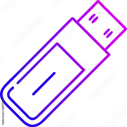 Usb flash drive icon gradient purple blue data storage device technology symbol