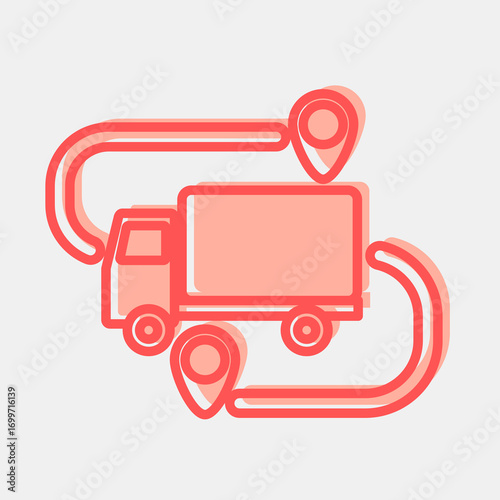 Icon shipping route. Export import elements. Icon in two tone style.