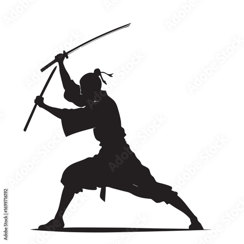 Black krabi krabong thailand weapon based Silhouette Vector, High Quality Illustration on White Background