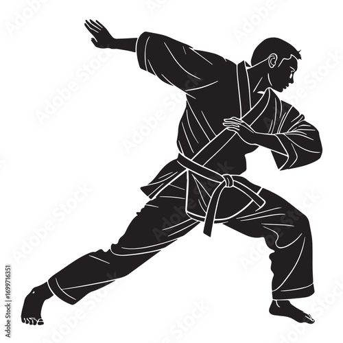 Black judo japan Silhouette Vector, High Quality Illustration on White Background