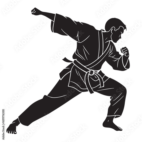 Black judo Silhouette Vector, High Quality Illustration on White Background