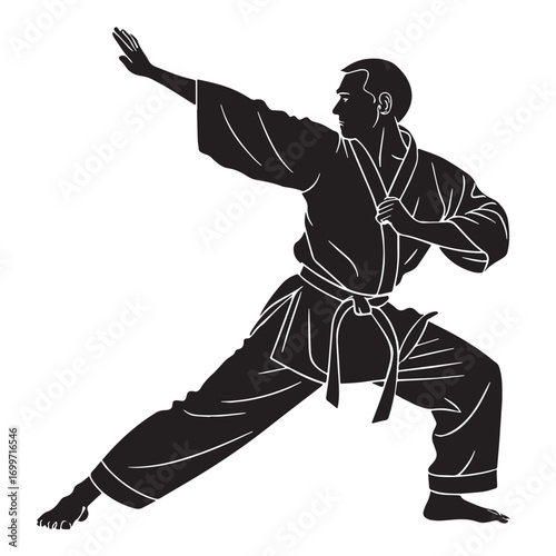 Black judo Silhouette Vector, High Quality Illustration on White Background