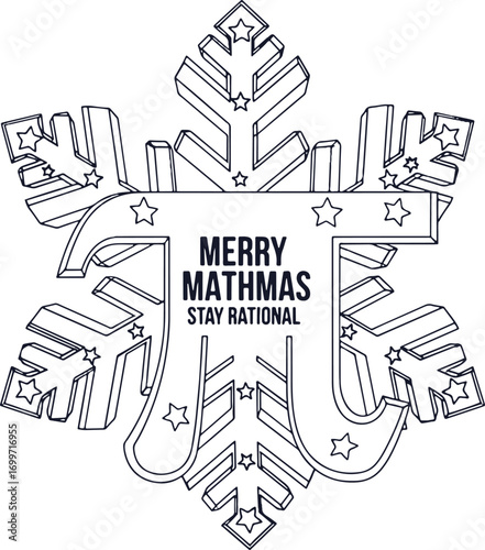 Merry Mathmas – Pi Snowflake Christmas T‑Shirt Design with “Stay Rational” Math Pun